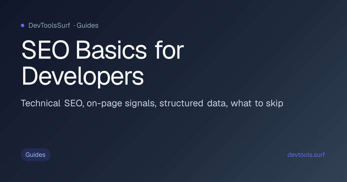 SEO Basics for Developers preview - Info / Guides tool
