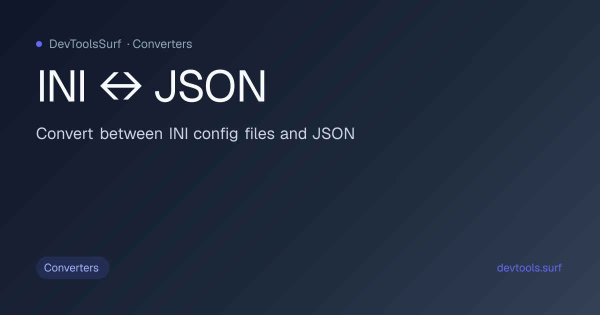 INI ↔ JSON preview - Converters tool