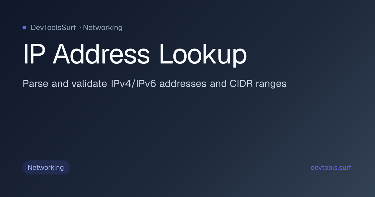 IP Address Lookup preview - Networking tool