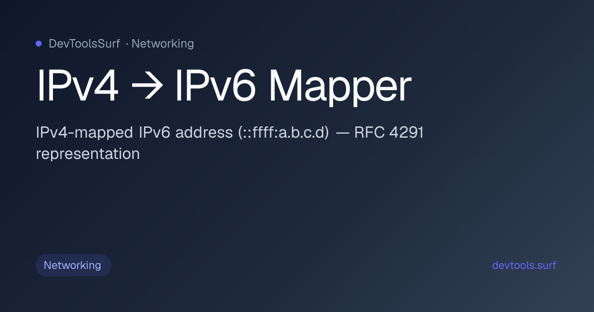 IPv4 → IPv6 Mapper preview - Networking tool