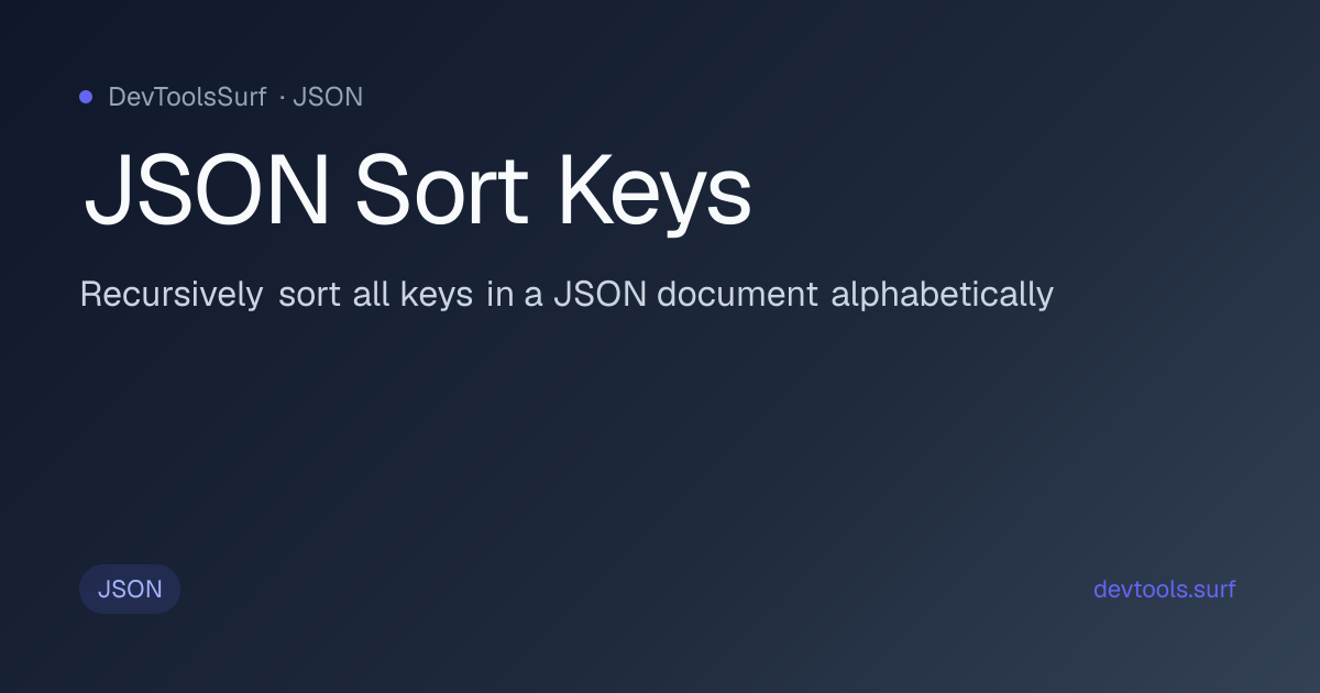 JSON Sort Keys preview - JSON tool