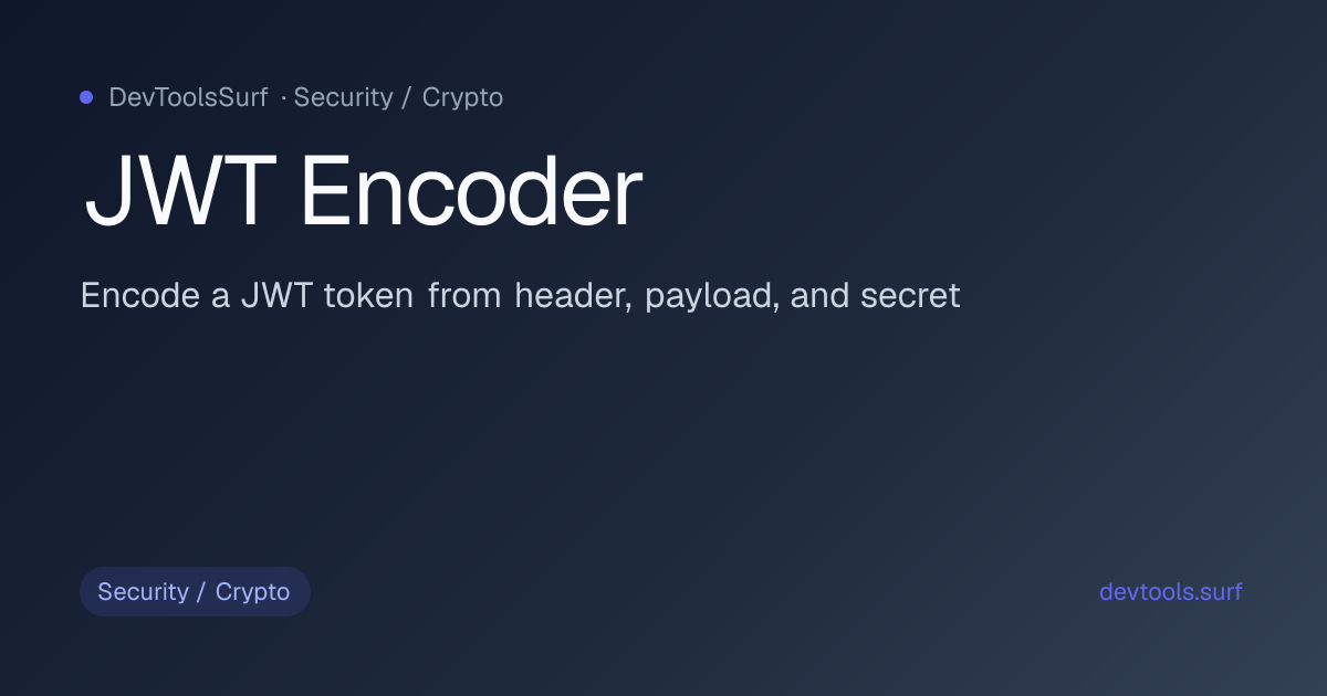 JWT Encoder preview - Security / Crypto tool