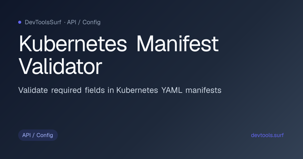 Kubernetes Manifest Validator preview - API / Config tool
