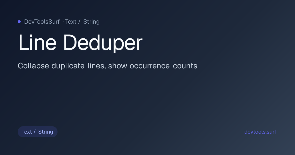 Line Deduper preview - Text / String tool