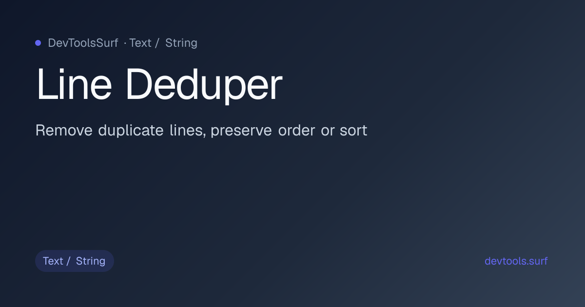 Line Deduper preview - Text / String tool