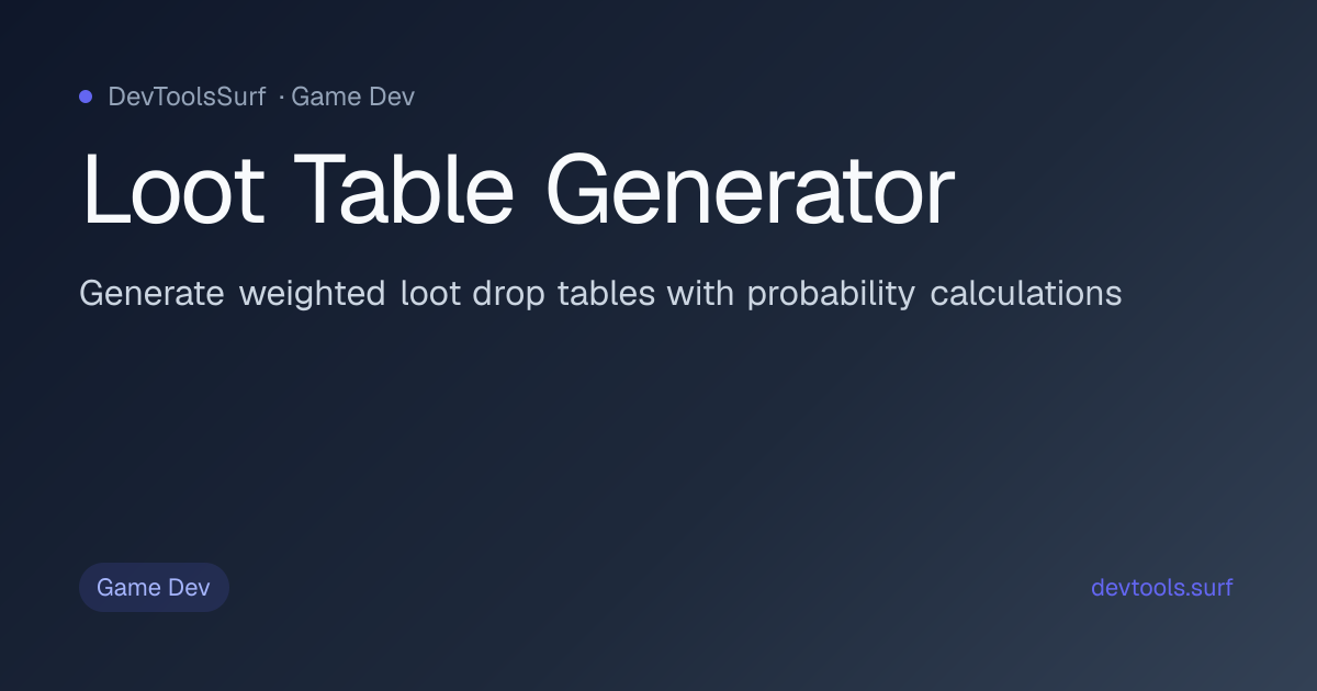 Loot Table Generator preview - Game Dev tool