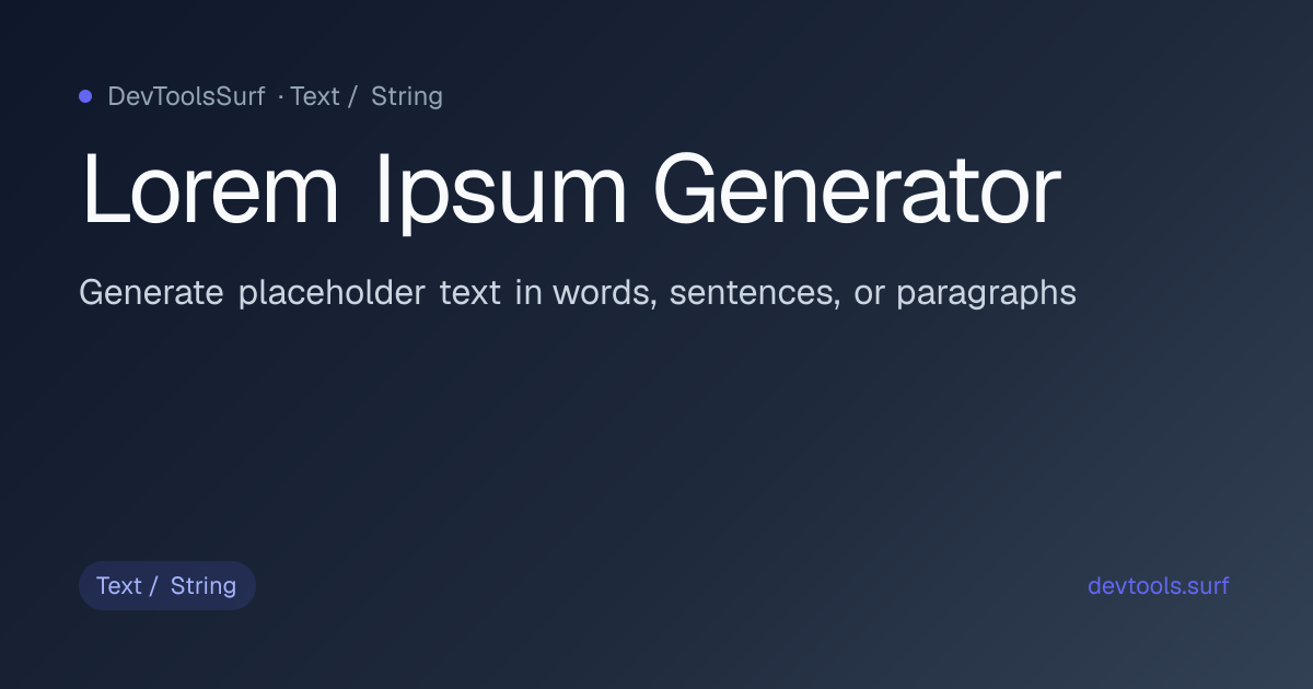 Lorem Ipsum Generator preview - Text / String tool
