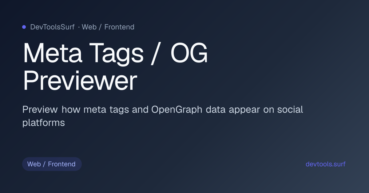 Meta Tags / OG Previewer preview - Web / Frontend tool