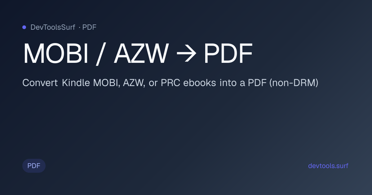MOBI / AZW → PDF preview - PDF tool