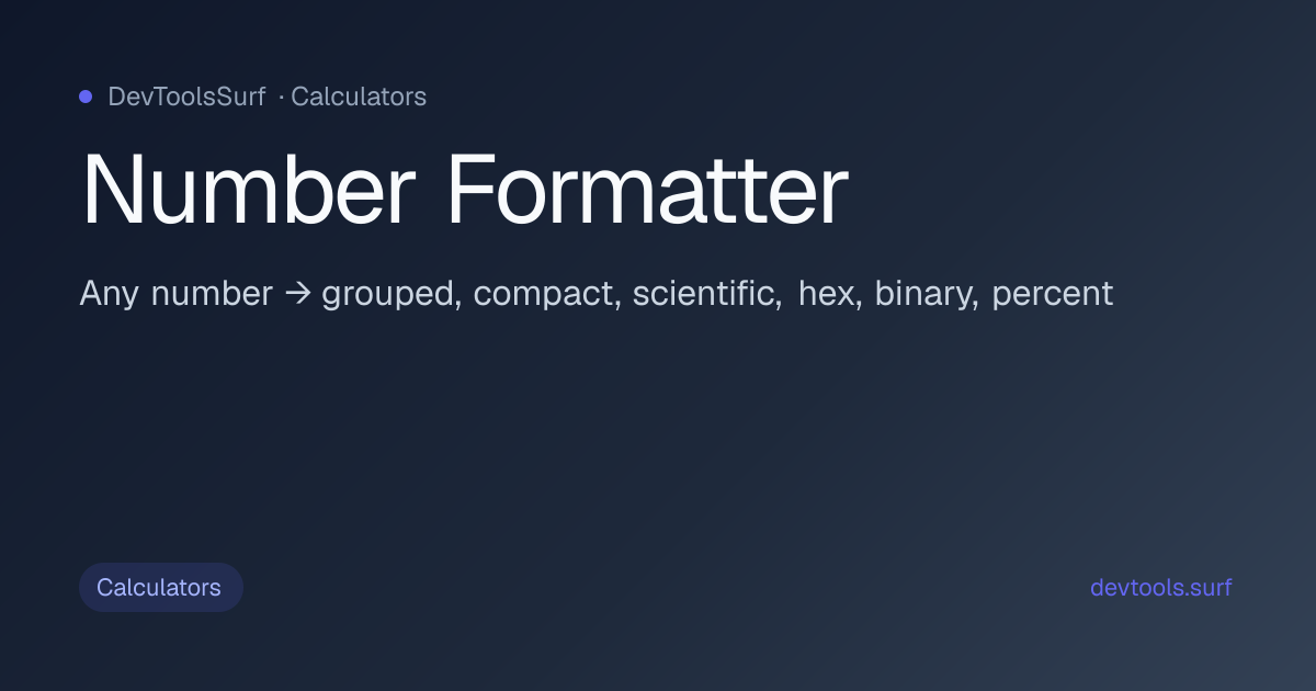 Number Formatter preview - Calculators tool