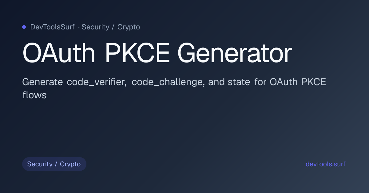 OAuth PKCE Generator preview - Security / Crypto tool