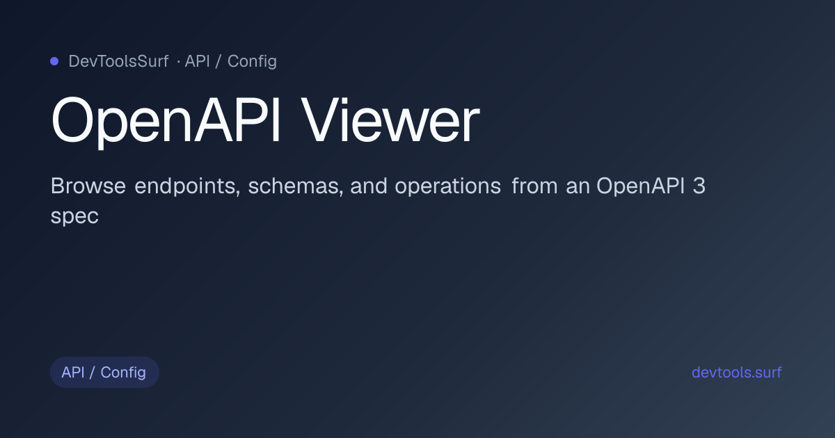 OpenAPI Viewer preview - API / Config tool