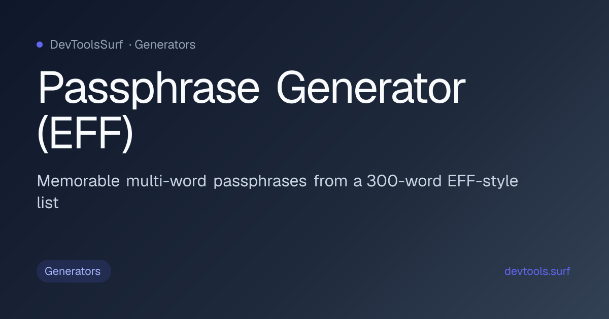 Passphrase Generator (EFF) preview - Generators tool