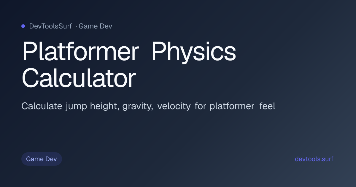 Platformer Physics Calculator preview - Game Dev tool