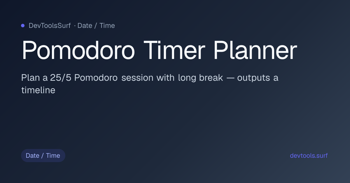 Pomodoro Timer Planner preview - Date / Time tool