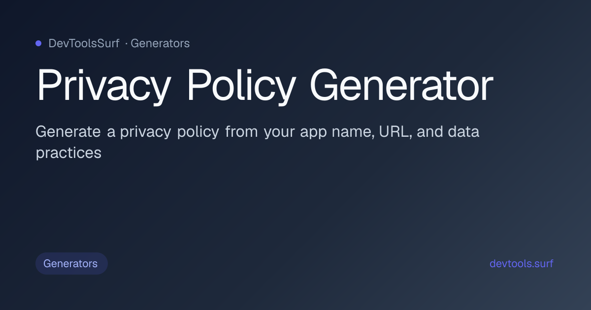 Privacy Policy Generator preview - Generators tool