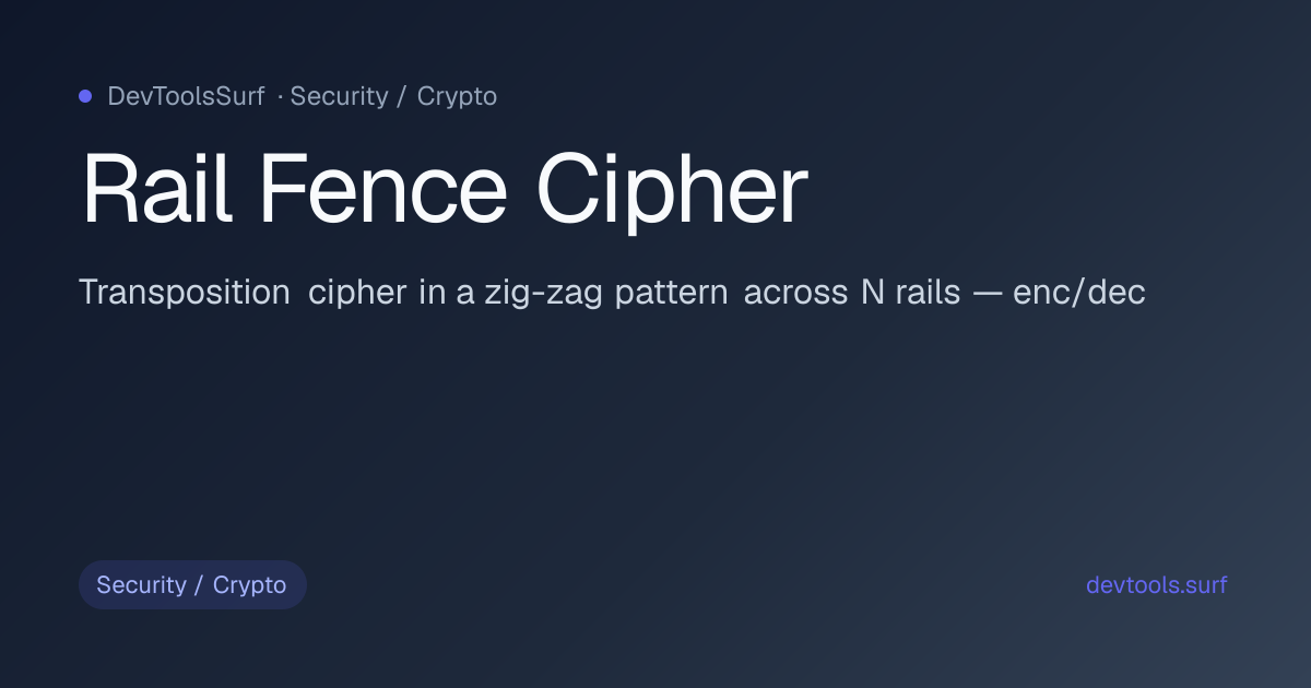 Rail Fence Cipher preview - Security / Crypto tool