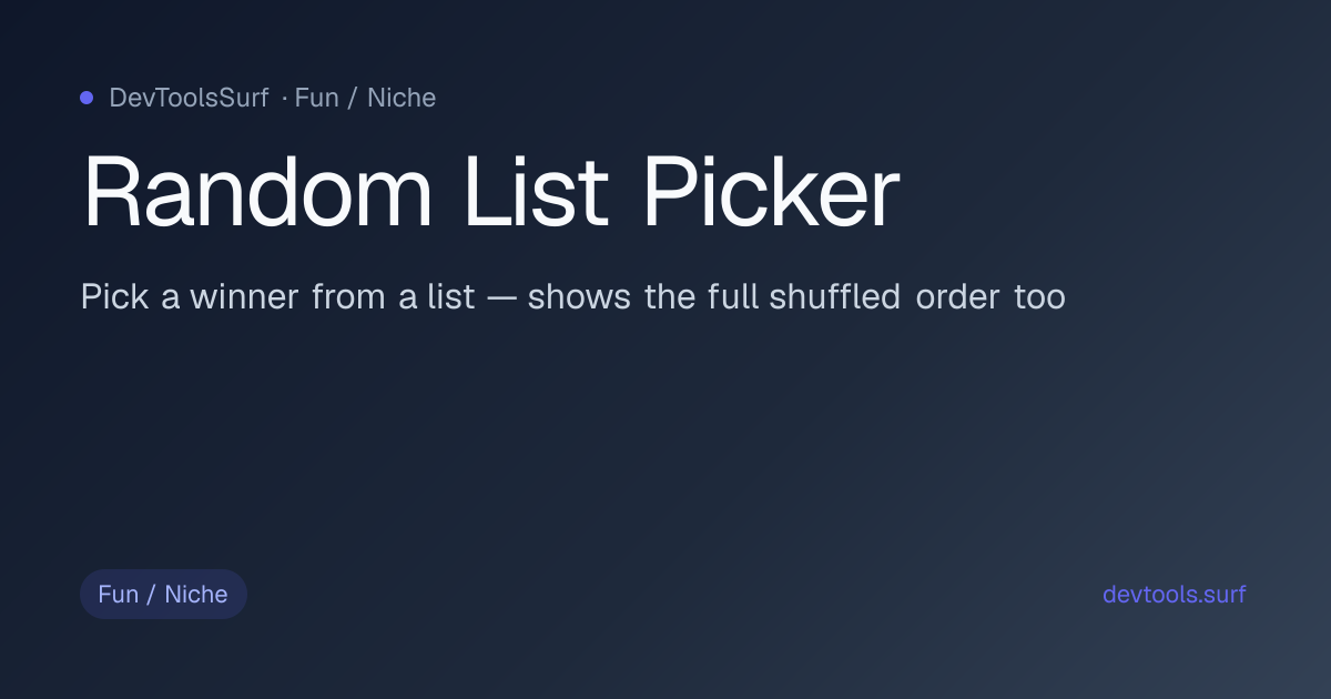 Random List Picker preview - Fun / Niche tool