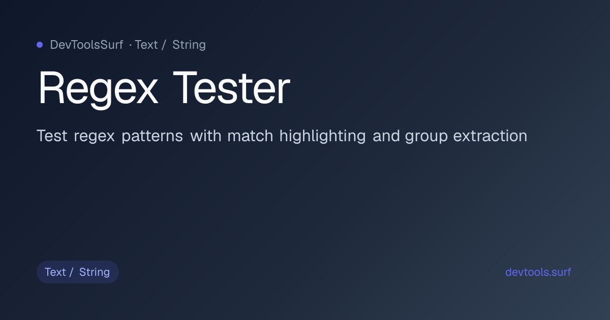 Regex Tester preview - Text / String tool