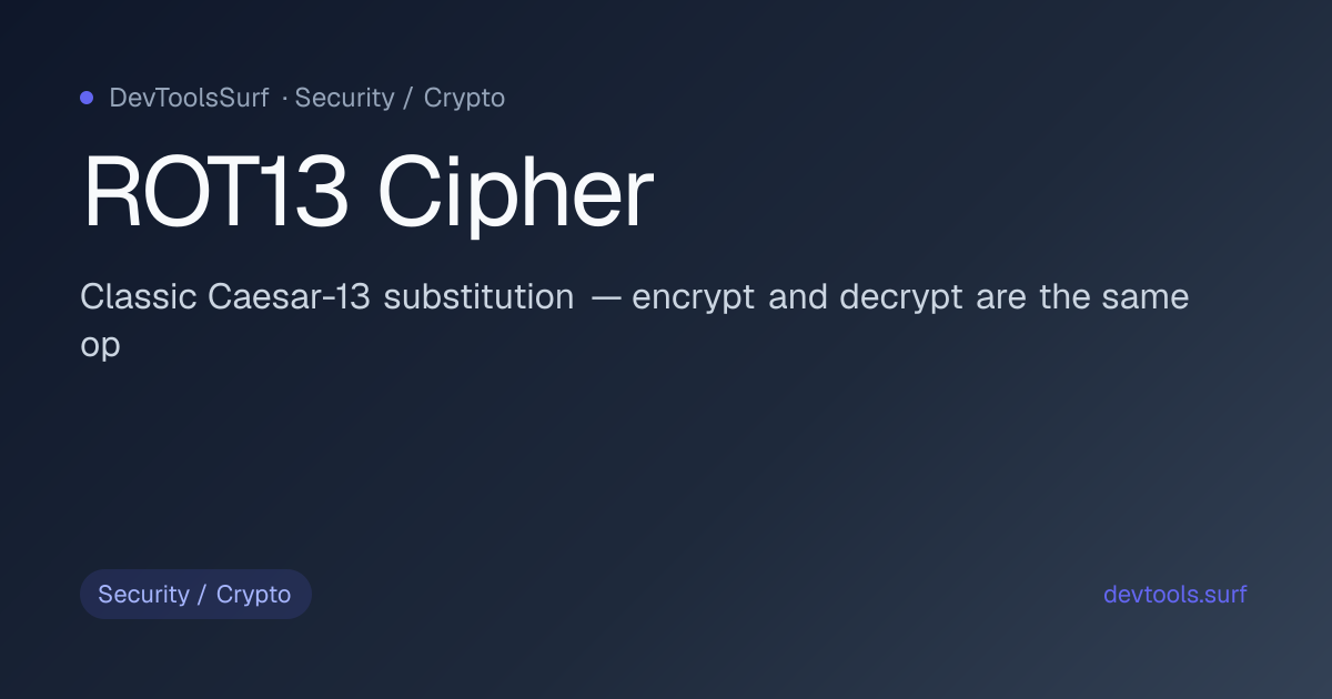 ROT13 Cipher preview - Security / Crypto tool
