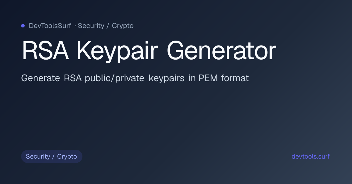 RSA Keypair Generator preview - Security / Crypto tool