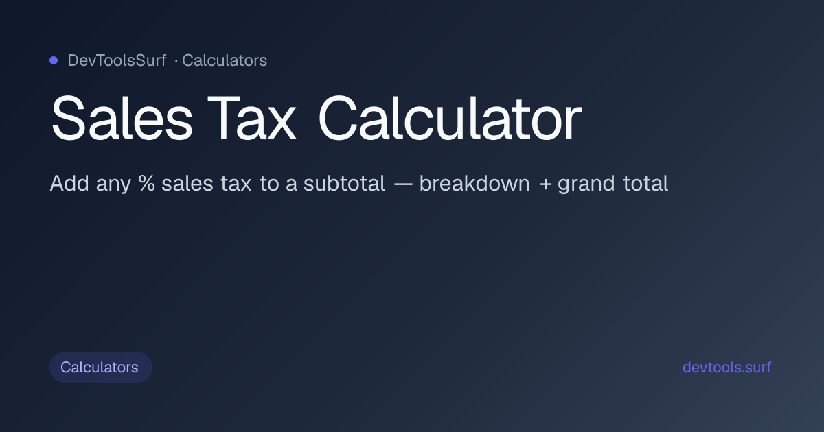 Sales Tax Calculator preview - Calculators tool