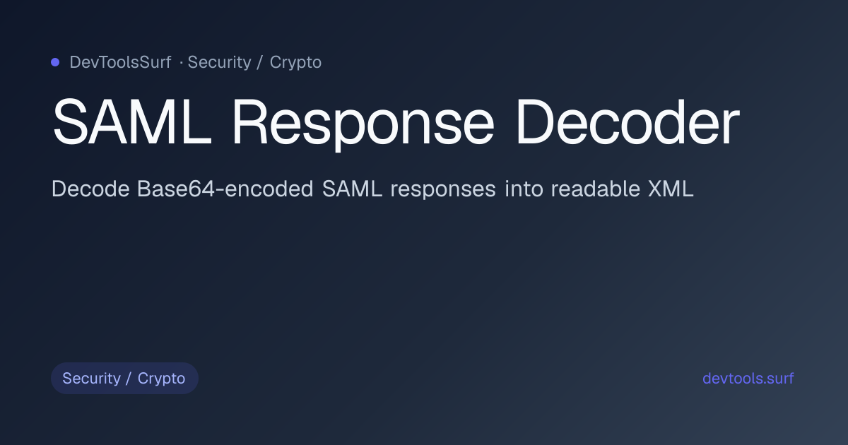 SAML Response Decoder preview - Security / Crypto tool