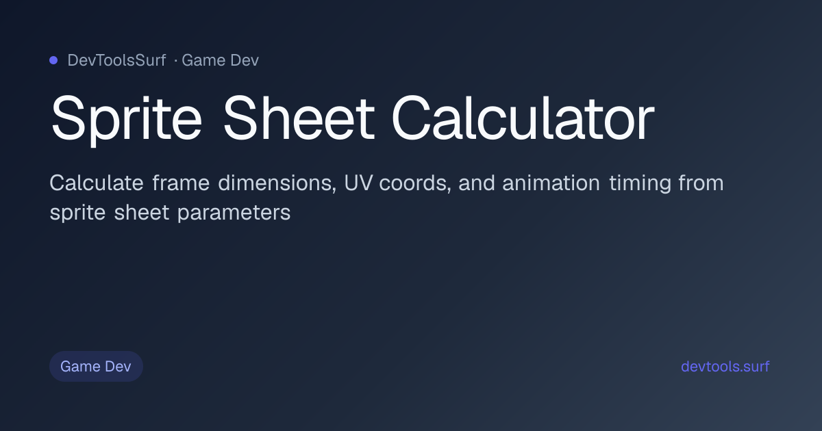 Sprite Sheet Calculator preview - Game Dev tool