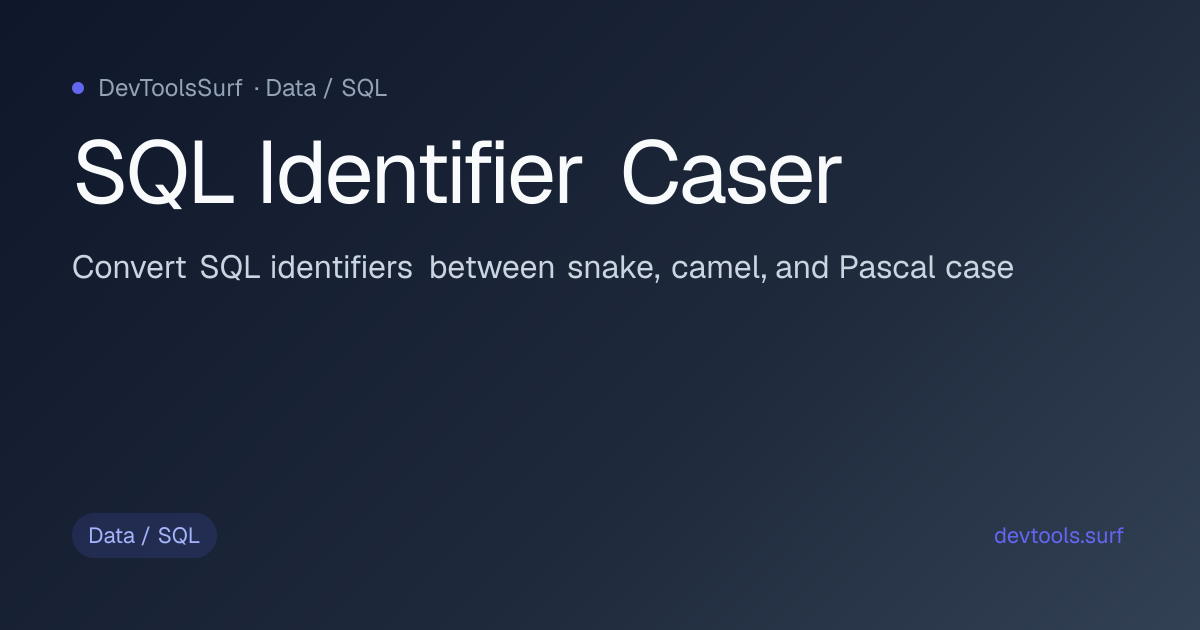 SQL Identifier Caser preview - Data / SQL tool