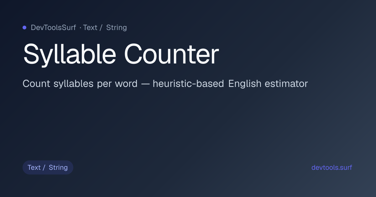 Syllable Counter preview - Text / String tool
