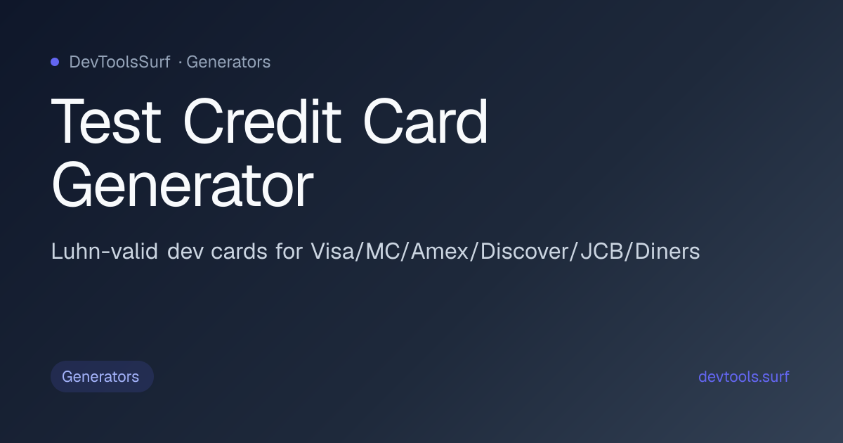 Test Credit Card Generator preview - Generators tool