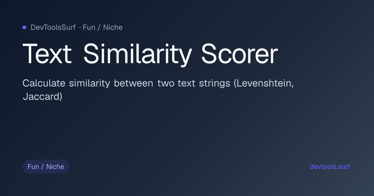 Text Similarity Scorer preview - Fun / Niche tool