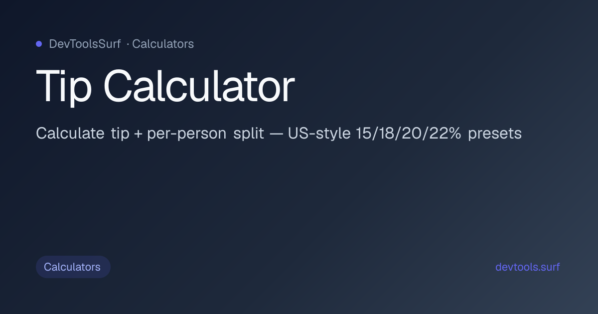 Tip Calculator preview - Calculators tool