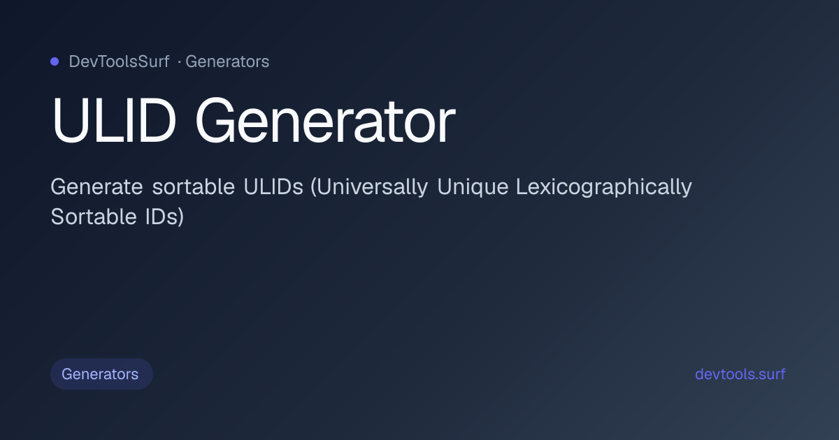 ULID Generator preview - Generators tool
