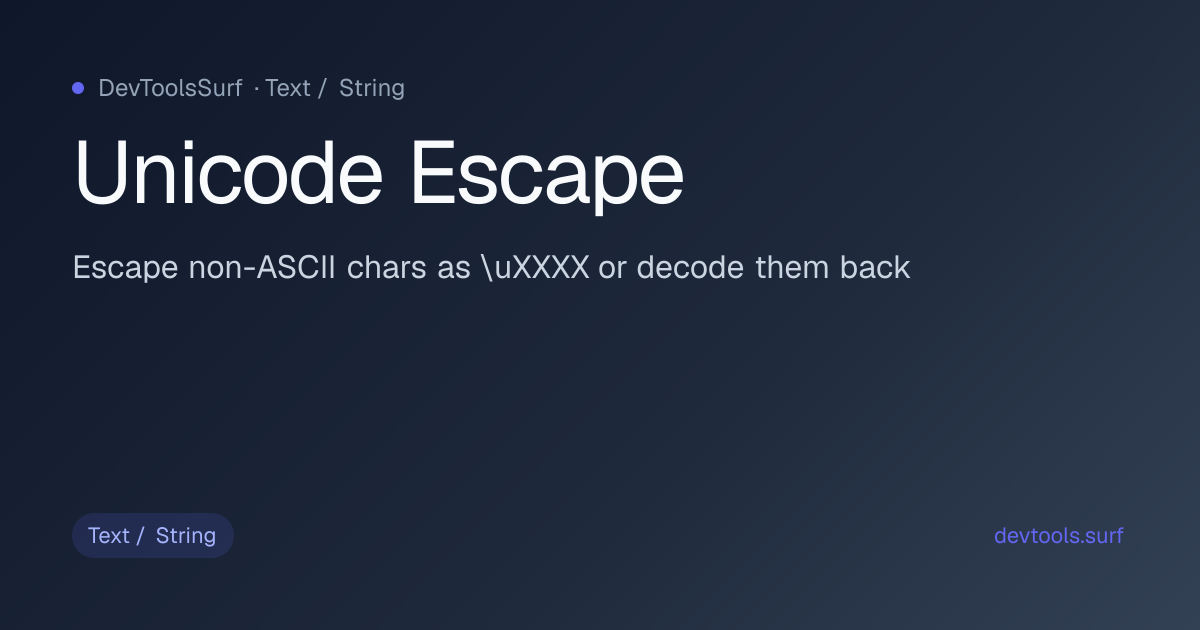 Unicode Escape preview - Text / String tool