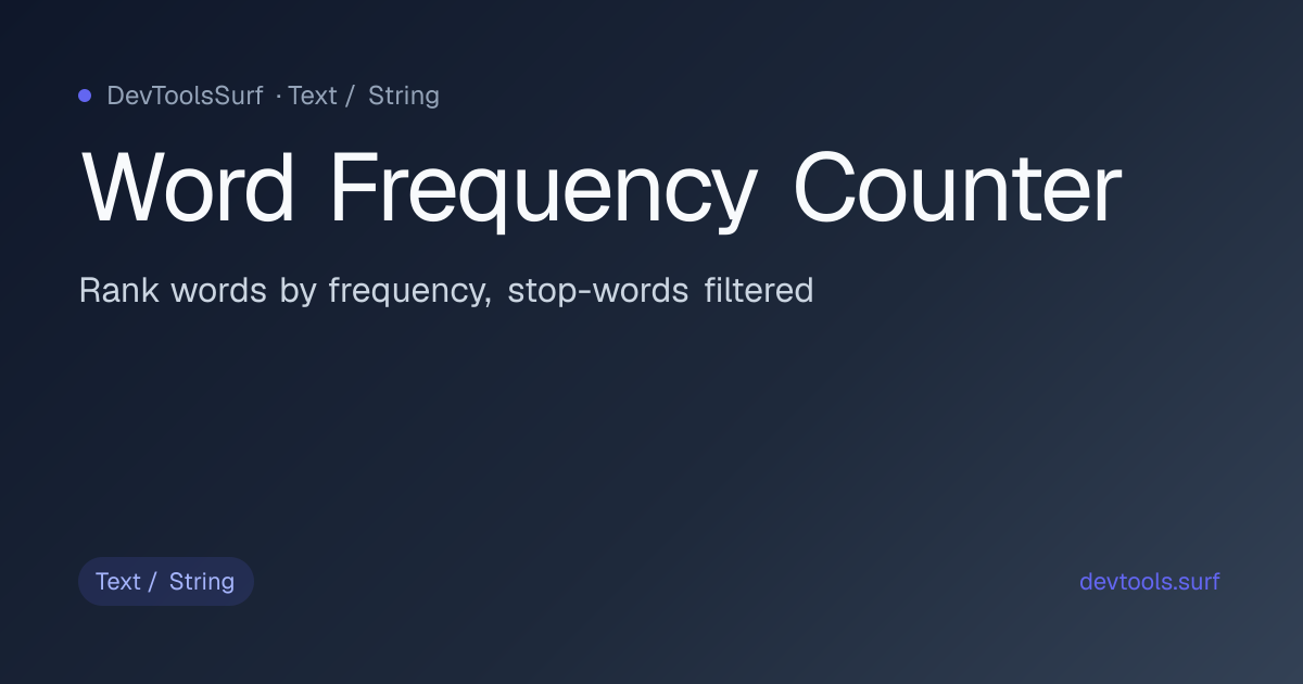 Word Frequency Counter preview - Text / String tool