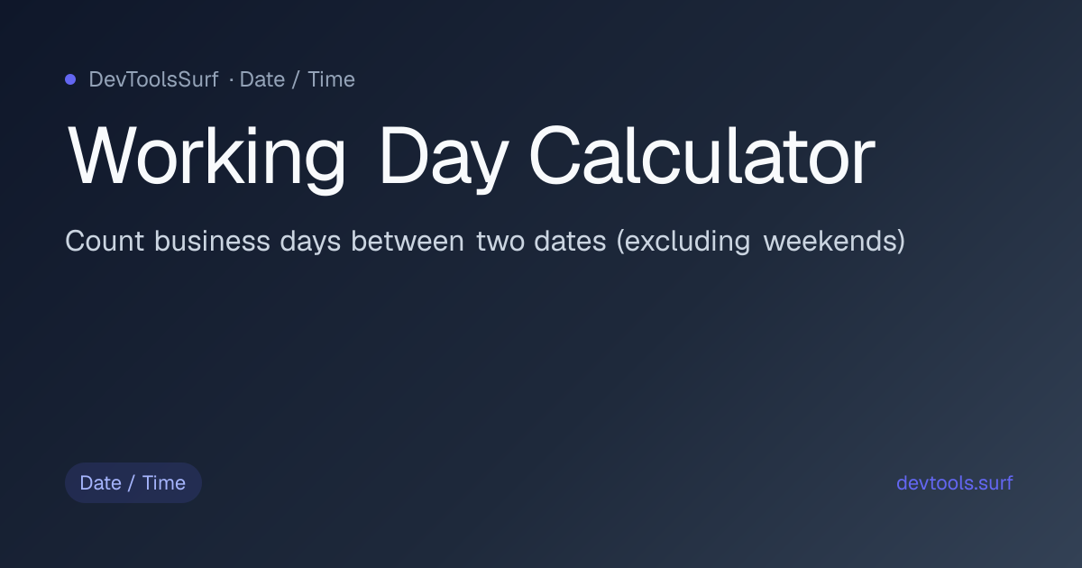 Working Day Calculator preview - Date / Time tool
