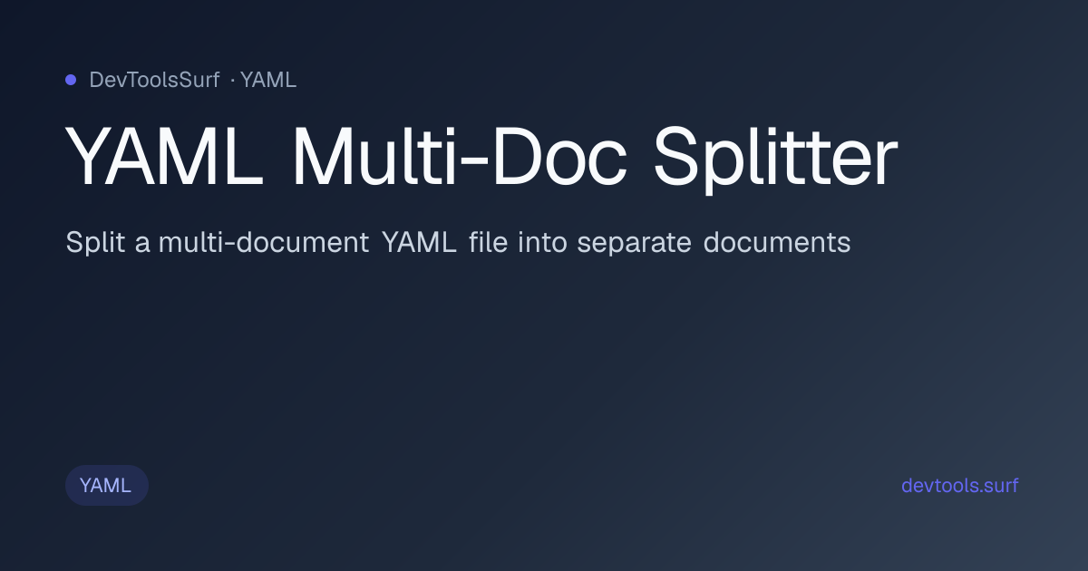 YAML Multi-Doc Splitter preview - YAML tool