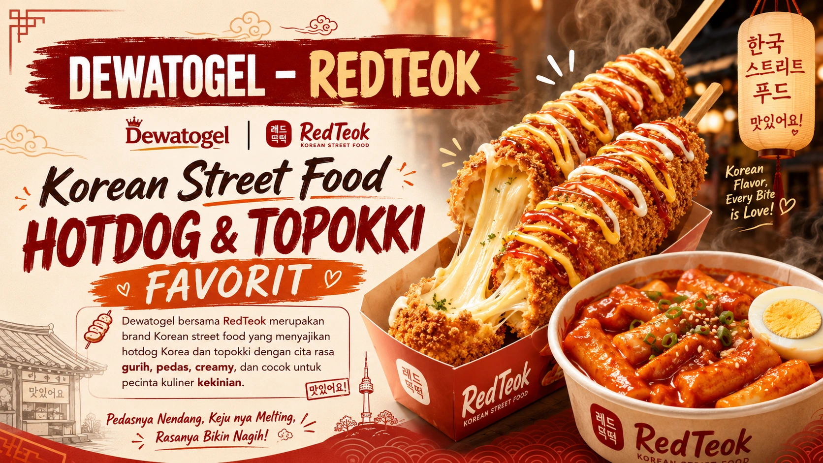 Dewatogel RedTeok Korean Corndog dan Topokki