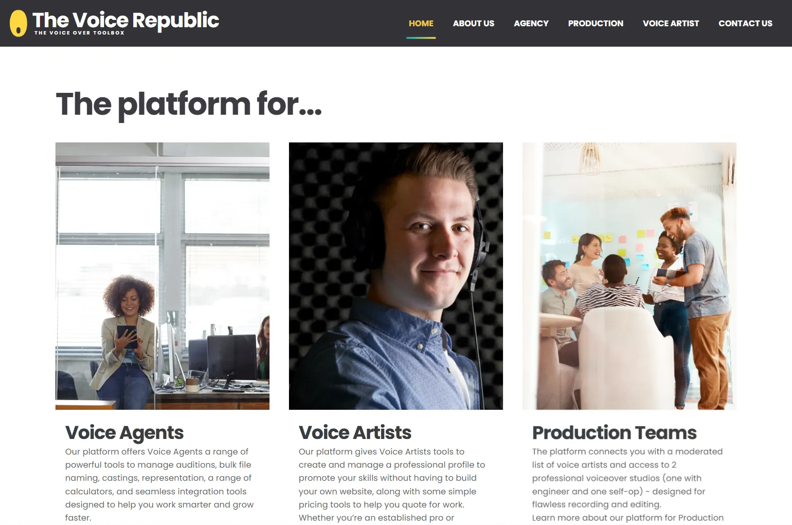 The Voice Republic redesigned home page