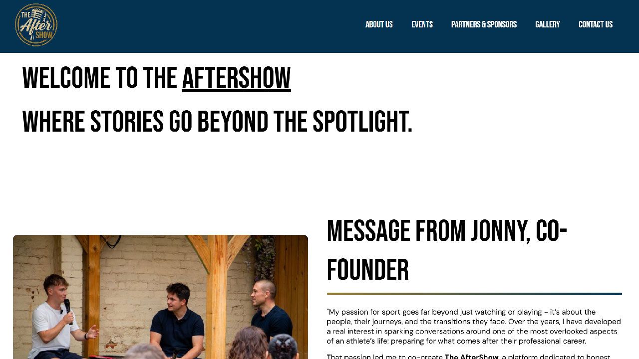 A screenshot of The Aftershow website