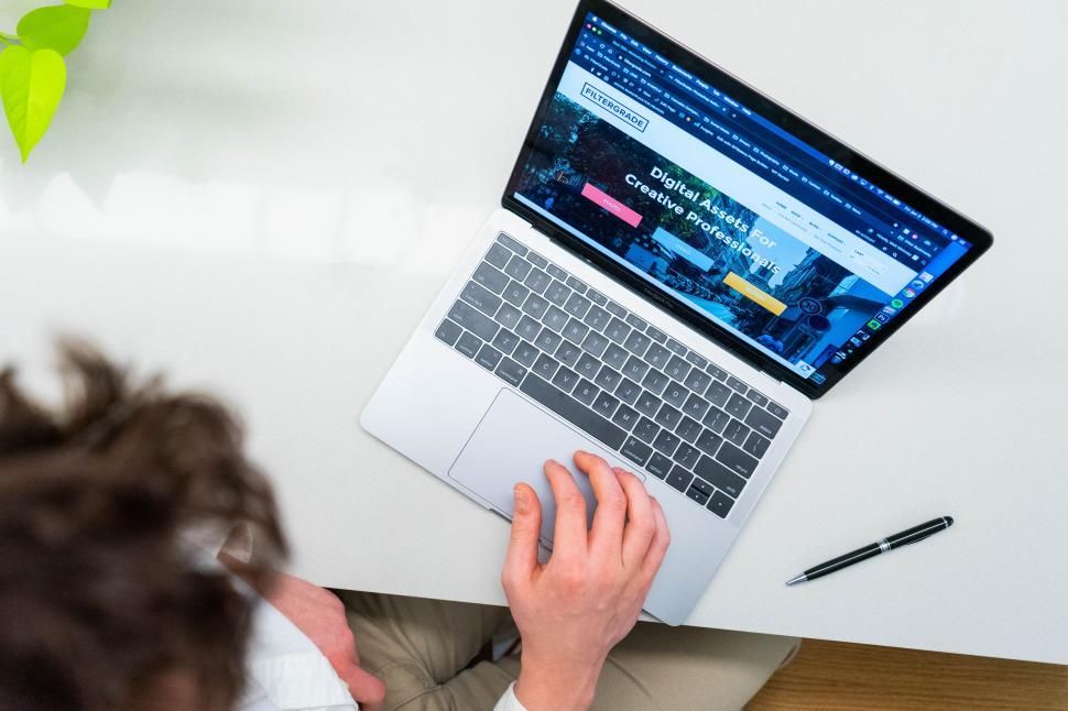 man working on laptop decorative