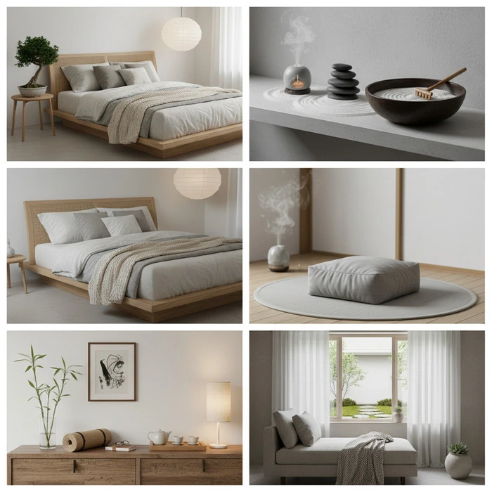 Illustration of Living Room in Zen design