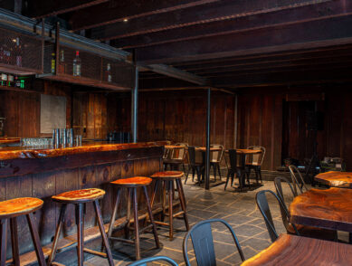 Bar stools inside Dharma Bums