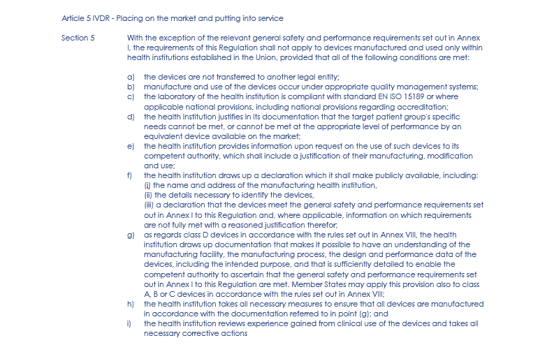 IVDR art 5 EN