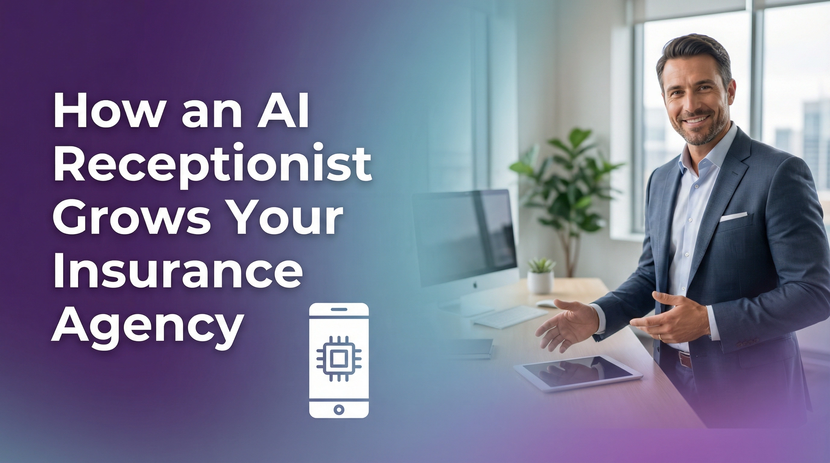 AI receptionist handling incoming calls for an insurance agency while agents meet with clients