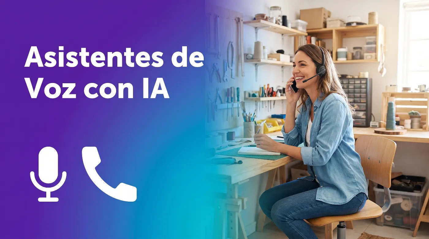 Asistente de voz con IA ayudando a una pequeña empresa a atender las llamadas de los clientes