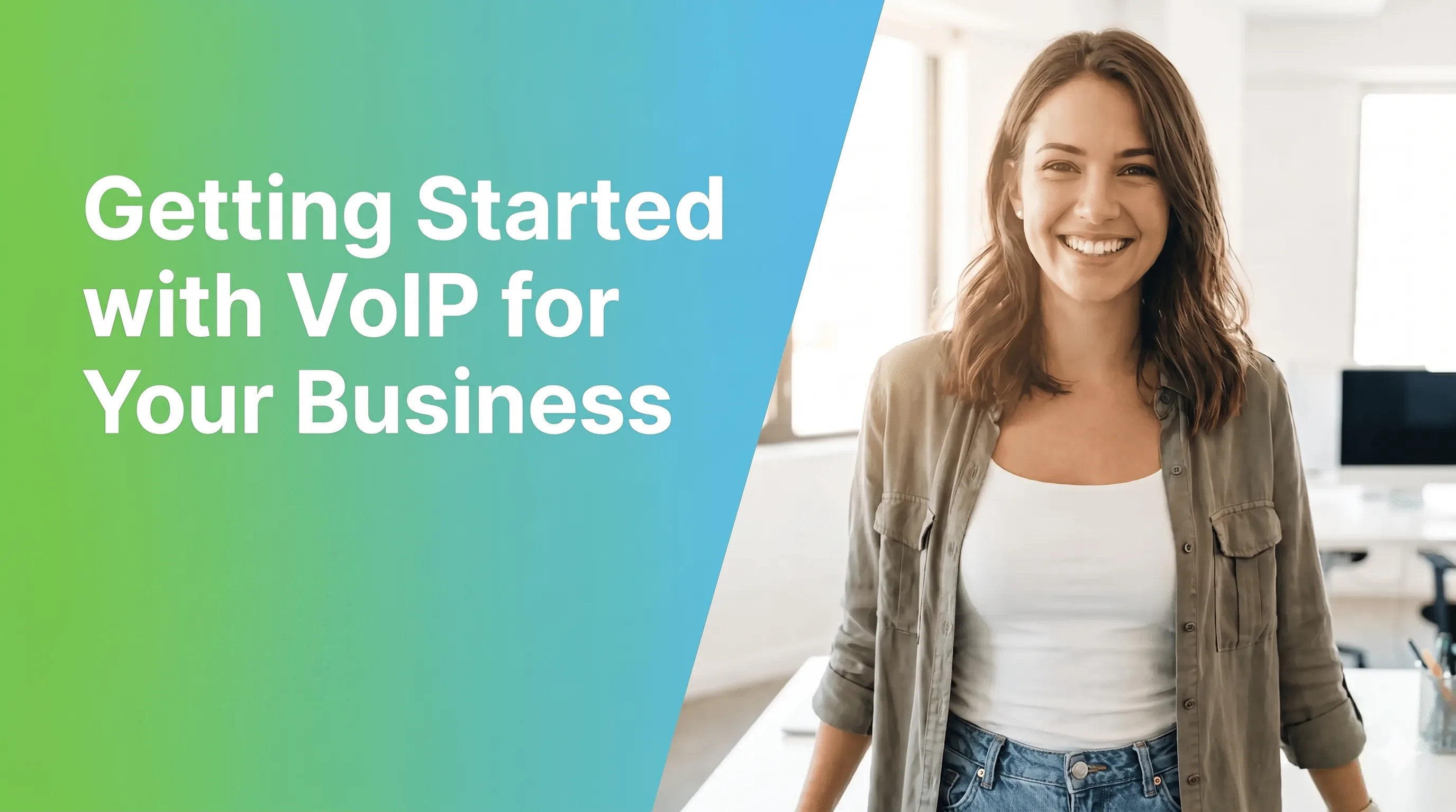 Business team using VoIP phone system