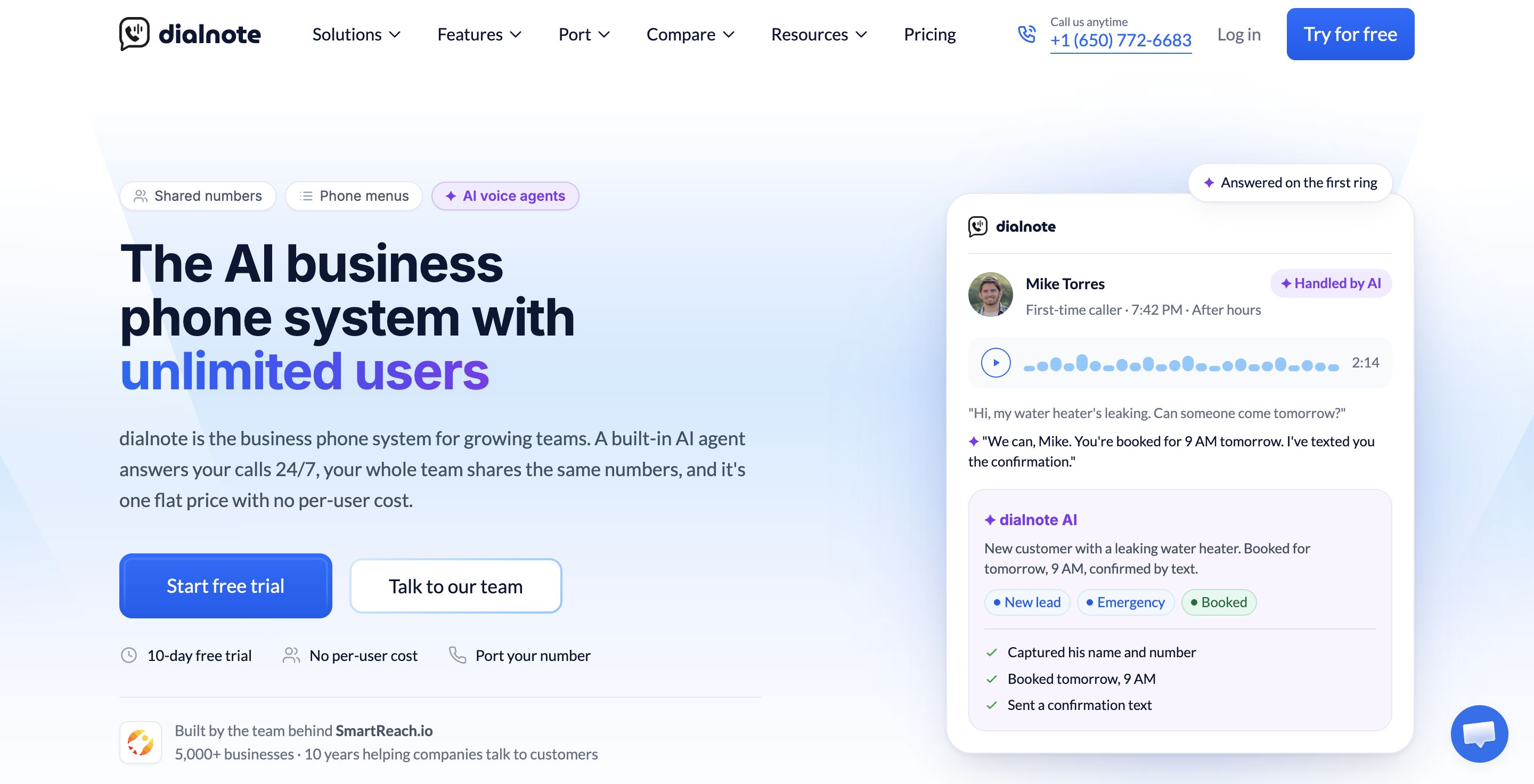 dialnote homepage (August 2026)