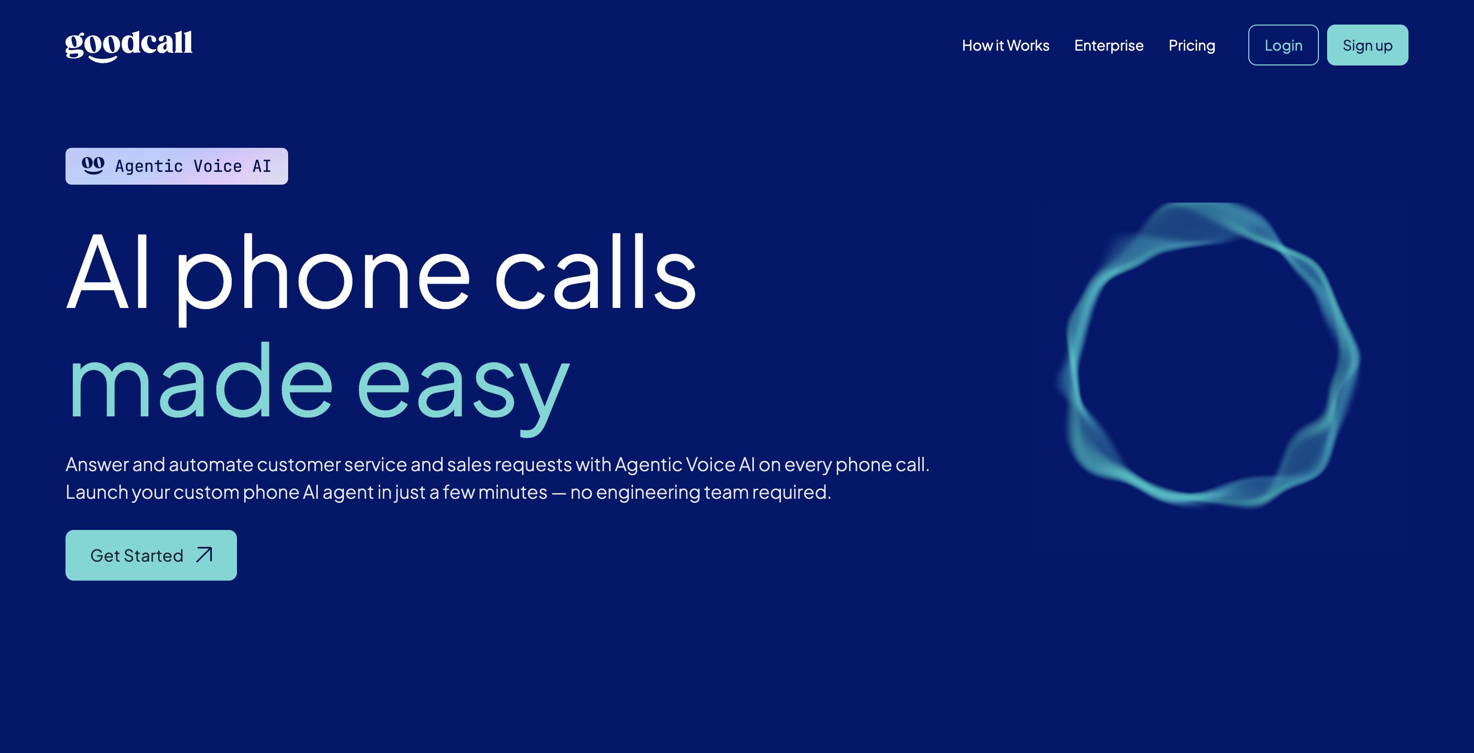 Goodcall homepage (August 2026)